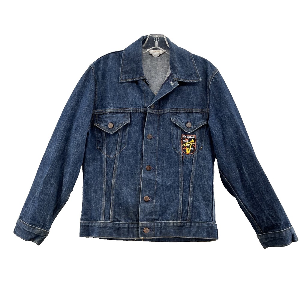Vintage Mr. Leggs Jean Jacket Men Medium Jazz Denim Western New Orleans 70s Work